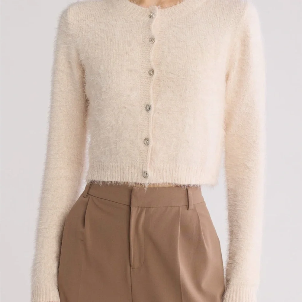 Truth Cream Fuzzy Cardigan - Picture 1 of 2